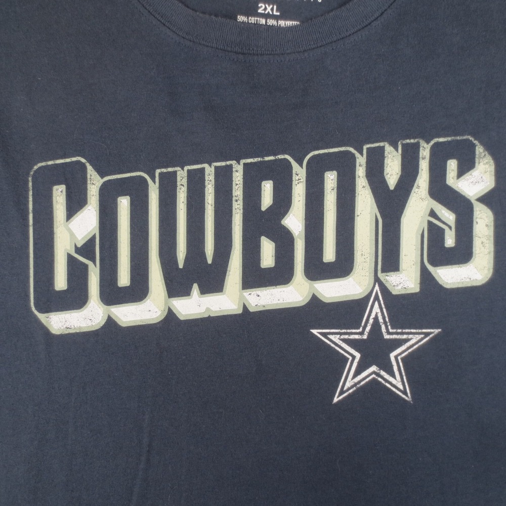 Dallas Cowboys NFL T Shirt Mens 2XL Blue Short Sleeve Crew Neck Spell Out Logo